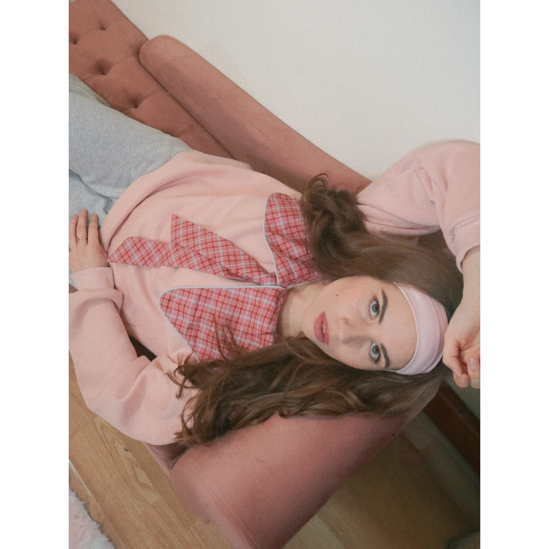 Pink Sweatshirt with Oversized Collar | Galaen Paris