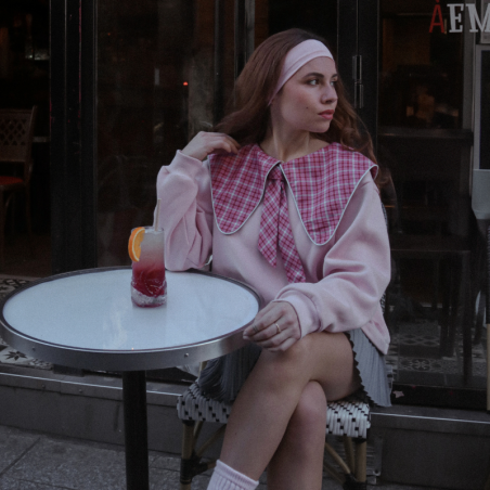 Sweatshirt Rose à Col Oversized | Galaen Paris